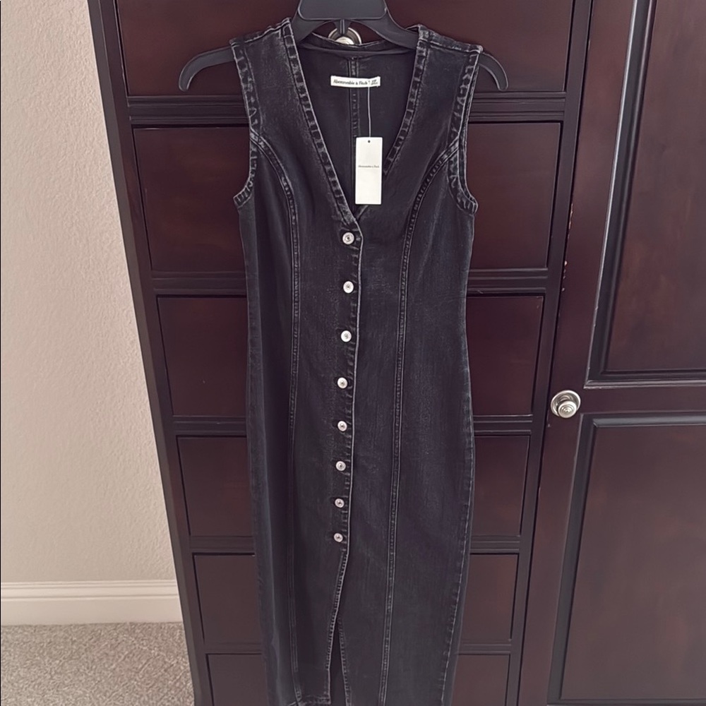Abercrombie & Fitch Dark denim Midi Dress